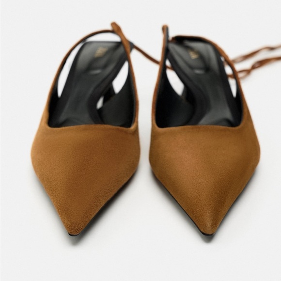 Zara lace up slingback leather heels - Picture 6 of 7